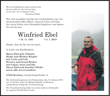 Traueranzeige von Winfried Ebel von Siegener Zeitung