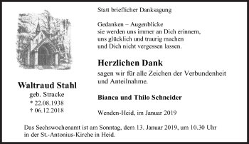 Traueranzeige von Wlatraud Stahl von Siegener Zeitung