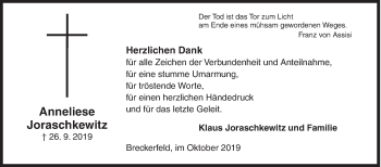 Traueranzeige von Anneliese Joraschkewitz von Siegener Zeitung