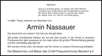 Traueranzeige von Armin Nassauer von Siegener Zeitung