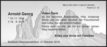 Traueranzeige von Arnold Georg von Siegener Zeitung