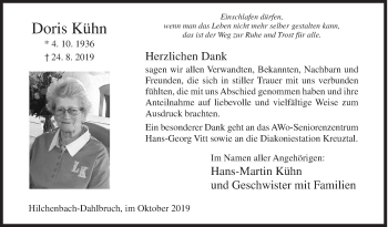 Traueranzeige von Doris Kühn von Siegener Zeitung