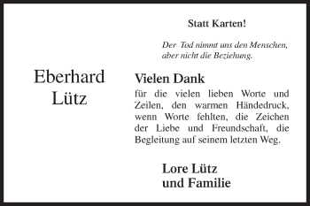 Traueranzeige von Eberhard Lütz von Siegener Zeitung