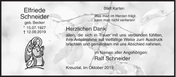 Traueranzeige von Elfriede Schneider von Siegener Zeitung