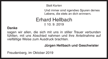 Traueranzeige von Erhard Hellbach von Siegener Zeitung