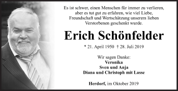 Traueranzeige von Erich Schönfelder von Siegener Zeitung