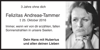Traueranzeige von Felizitas Andreae-Tammer von Siegener Zeitung