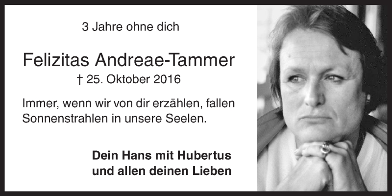  Traueranzeige für Felizitas Andreae-Tammer vom 25.10.2019 aus Siegener Zeitung