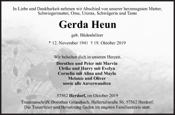 Traueranzeige von Gerda Heun von Siegener Zeitung
