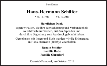 Traueranzeige von Hans-Hermann Schäfer von Siegener Zeitung
