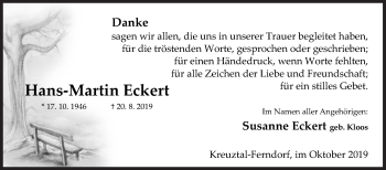 Traueranzeige von Hans Martin Eckert von Siegener Zeitung