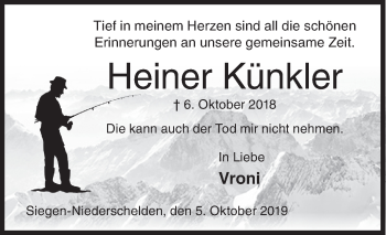 Traueranzeige von Heiner Künkler von Siegener Zeitung