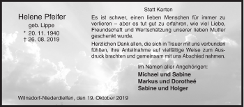 Traueranzeige von Helene Pfeifer von Siegener Zeitung
