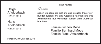 Traueranzeige von Helga und Hans Affolderbach von Siegener Zeitung