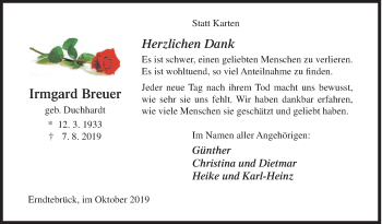 Traueranzeige von Irmgard Breuer von Siegener Zeitung