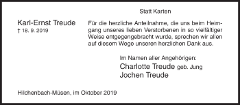 Traueranzeige von Karl-Ernst Treude von Siegener Zeitung