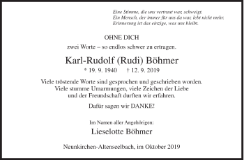 Traueranzeige von Karl-Rudolf Böhmer von Siegener Zeitung