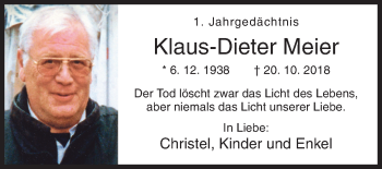Traueranzeige von Klaus-Dieter Meier von Siegener Zeitung