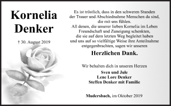 Traueranzeige von Kornelia Denker von Siegener Zeitung