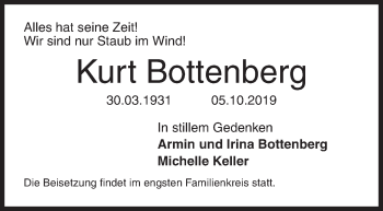 Traueranzeige von Kurt Bottenberg von Siegener Zeitung