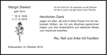 Traueranzeige von Margot Siewert von Siegener Zeitung
