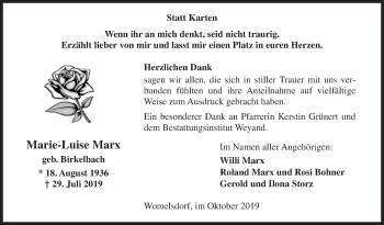 Traueranzeige von Marie-Luise Marx von Siegener Zeitung