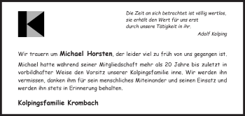 Traueranzeige von Michael Horsten von Siegener Zeitung