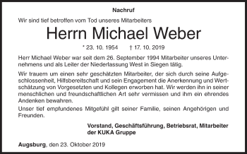 Traueranzeige von Michael Weber von Siegener Zeitung