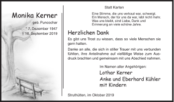 Traueranzeige von Monika Kerner von Siegener Zeitung