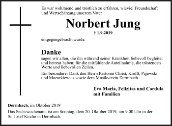 Traueranzeige von Norbert Jung von Siegener Zeitung