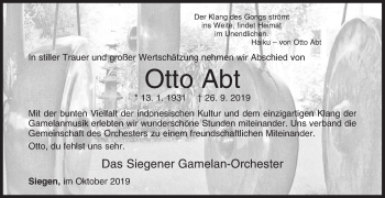 Traueranzeige von Otto Abt von Siegener Zeitung