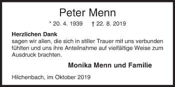 Traueranzeige von Peter Menn von Siegener Zeitung