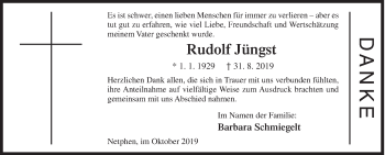 Traueranzeige von Rudolf Jüngst von Siegener Zeitung