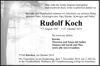 Traueranzeige von Rudolf Koch von Siegener Zeitung