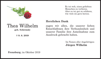 Traueranzeige von Thea Wilhelm von Siegener Zeitung