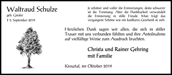 Traueranzeige von Waltraud Schulze von Siegener Zeitung