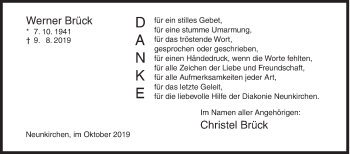 Traueranzeige von Werner Brück von Siegener Zeitung