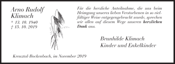 Traueranzeige von Arno Rudolf Klimach von Siegener Zeitung