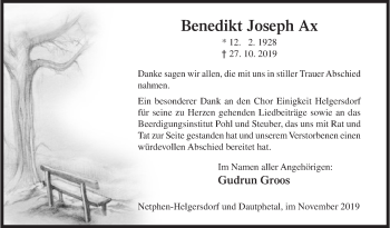 Traueranzeige von Benedikt Joseph Ax von Siegener Zeitung