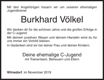 Traueranzeige von Burkhard Völkel von Siegener Zeitung