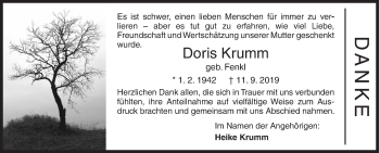 Traueranzeige von Doris Krumm von Siegener Zeitung