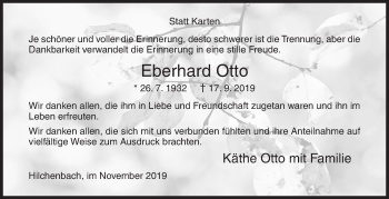 Traueranzeige von Eberhard Otto von Siegener Zeitung