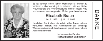 Traueranzeige von Elisabeth Braun von Siegener Zeitung