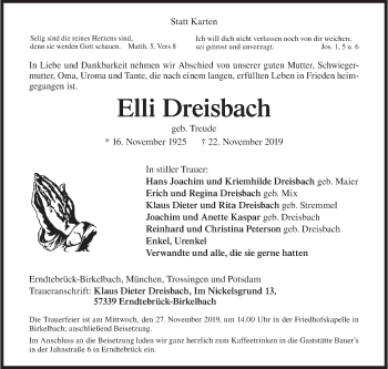 Traueranzeige von Elli Dreisbach von Siegener Zeitung