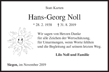 Traueranzeige von Hans-Georg Noll von Siegener Zeitung