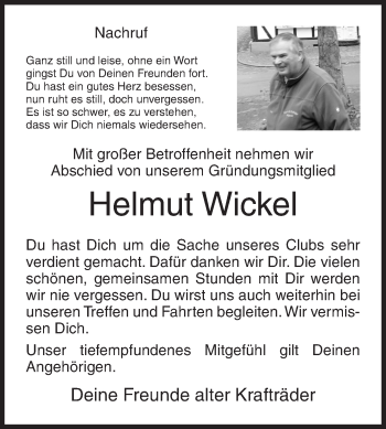 Traueranzeige von Helmut Wickel von Siegener Zeitung