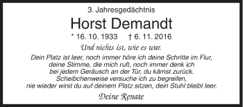 Traueranzeige von Horst Demandt von Siegener Zeitung
