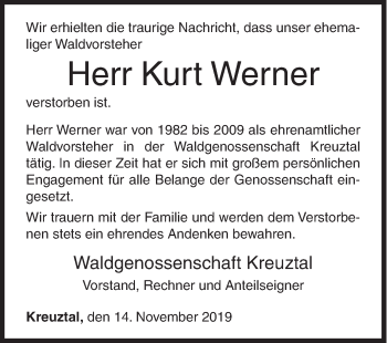 Traueranzeige von Kurt Werner von Siegener Zeitung