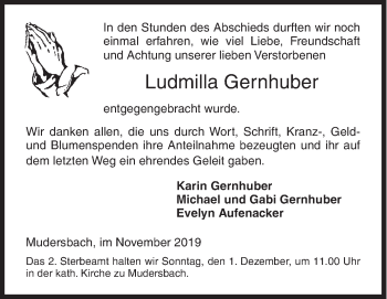 Traueranzeige von Ludmilla Gernhuber von Siegener Zeitung