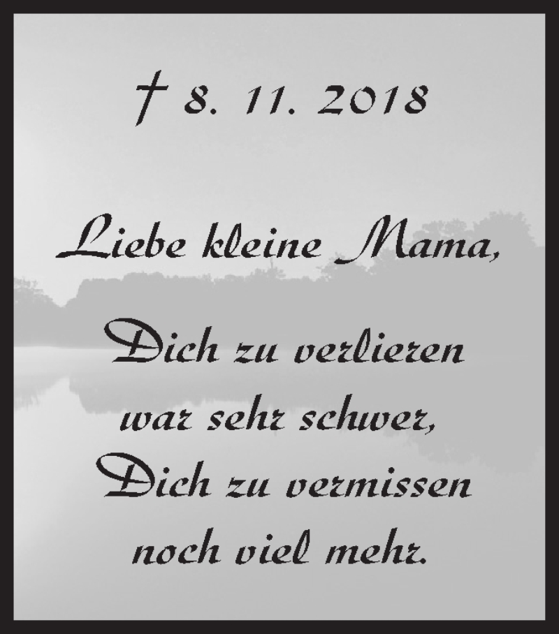  Traueranzeige für Mama  vom 08.11.2019 aus Siegener Zeitung